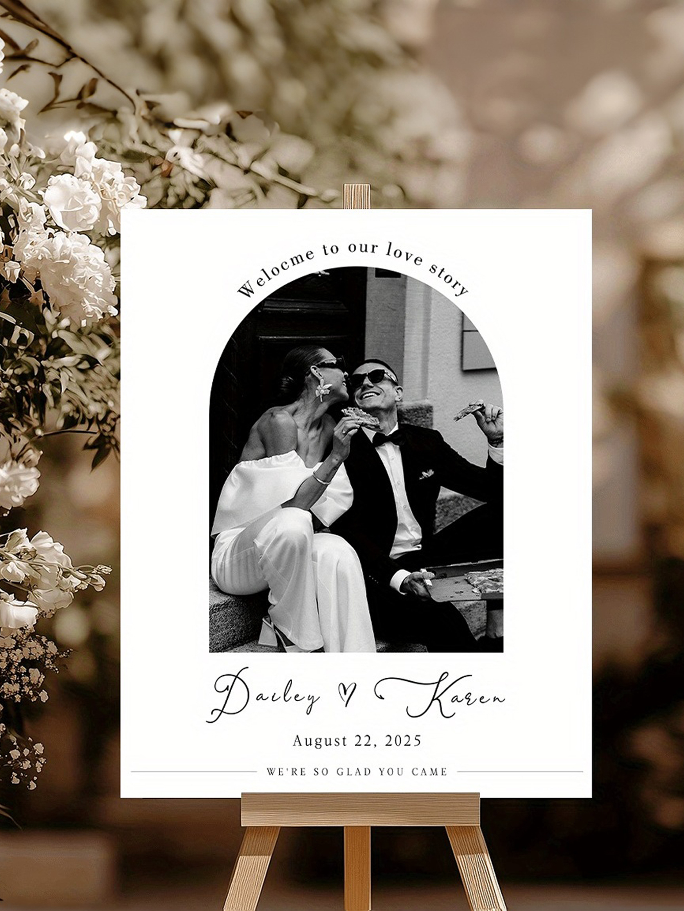 Personalized Wedding Welcome Photo Sign - PVC Material with Custom Names and Date